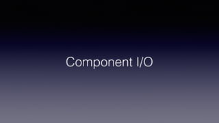 const Toggle = ({DOM}) => ({DOM:...});
const main = ({DOM}) => { 
const toggleOlives = Toggle({DOM: DOM.select(‘.olives')});
const toggleMushrooms = Toggle({DOM: DOM.select('.mushrooms')}); 
const view$ = $.combineLatest(toggleOlives.DOM, toggleMushrooms.DOM, 
(toggleOlives, toggleMushrooms) => 
div([ 
div('.olives', [toggleOlives]), 
div('.mushrooms', [toggleMushrooms]) 
]) 
); 
return { 
DOM: view$ 
} 
};
 
