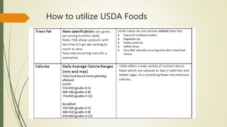 How to utilize USDA Foods
 