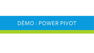 DÉMO : POWER PIVOT

 