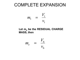 COMPLETE EXPANSION
1
1
1
v
V
m 
Let me be the RESIDUAL CHARGE
MASS, then
6
6
v
V
me 
 