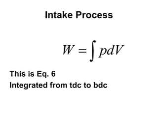 Intake Process
This is Eq. 6
Integrated from tdc to bdc

 pdV
W
 