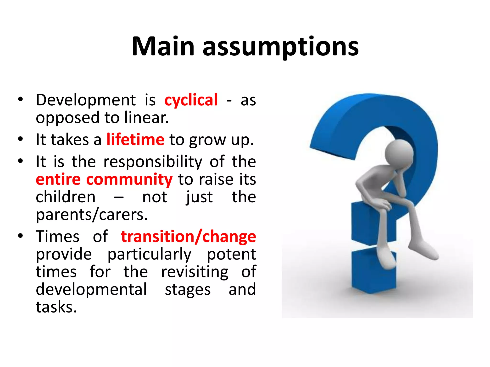 Pamela Levin
The cycles of
development theory
was developed by
Pamela Levin (1974;
1980) and is a model
of how we grow up.
 