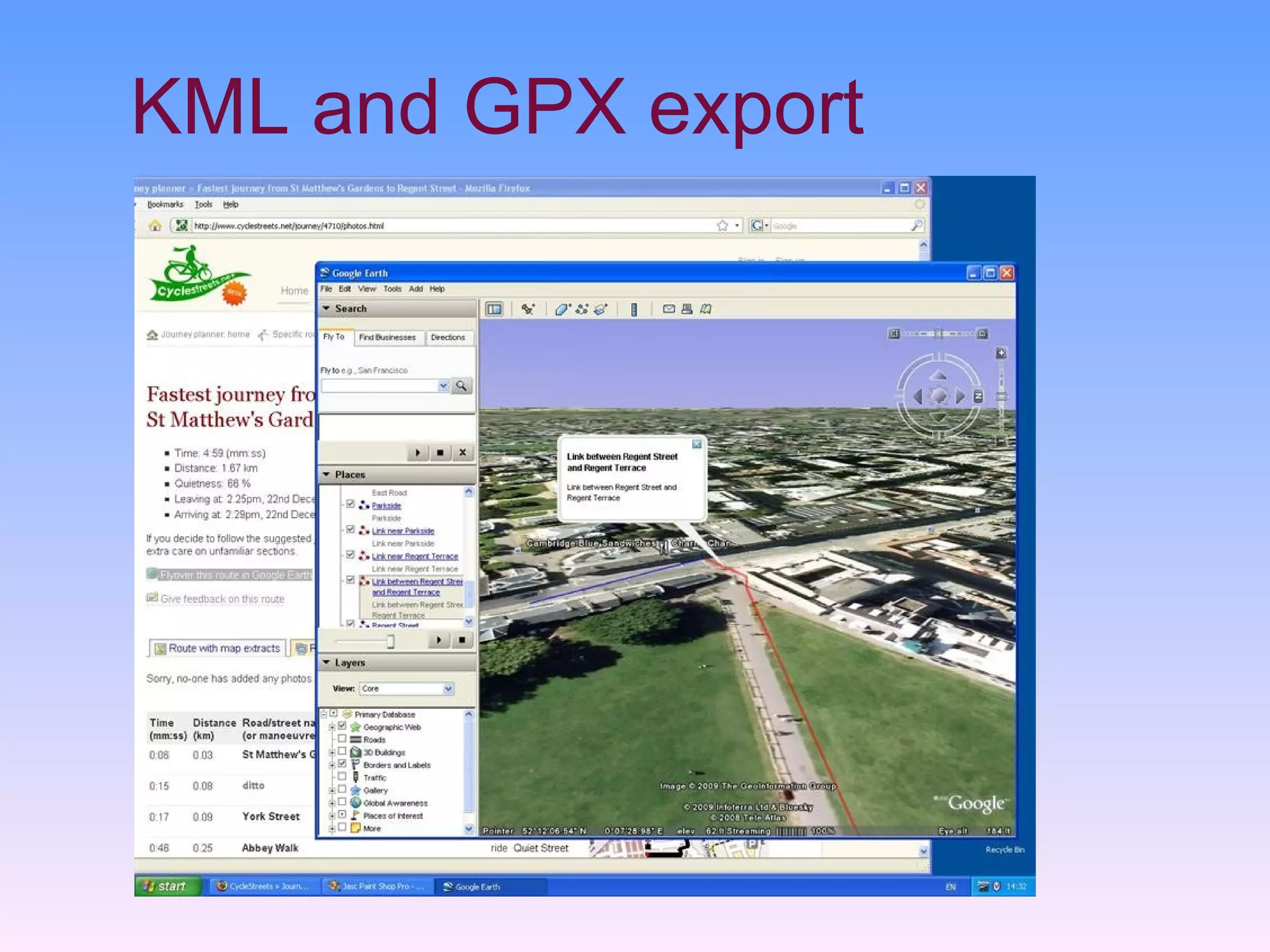 KML and GPX export
 