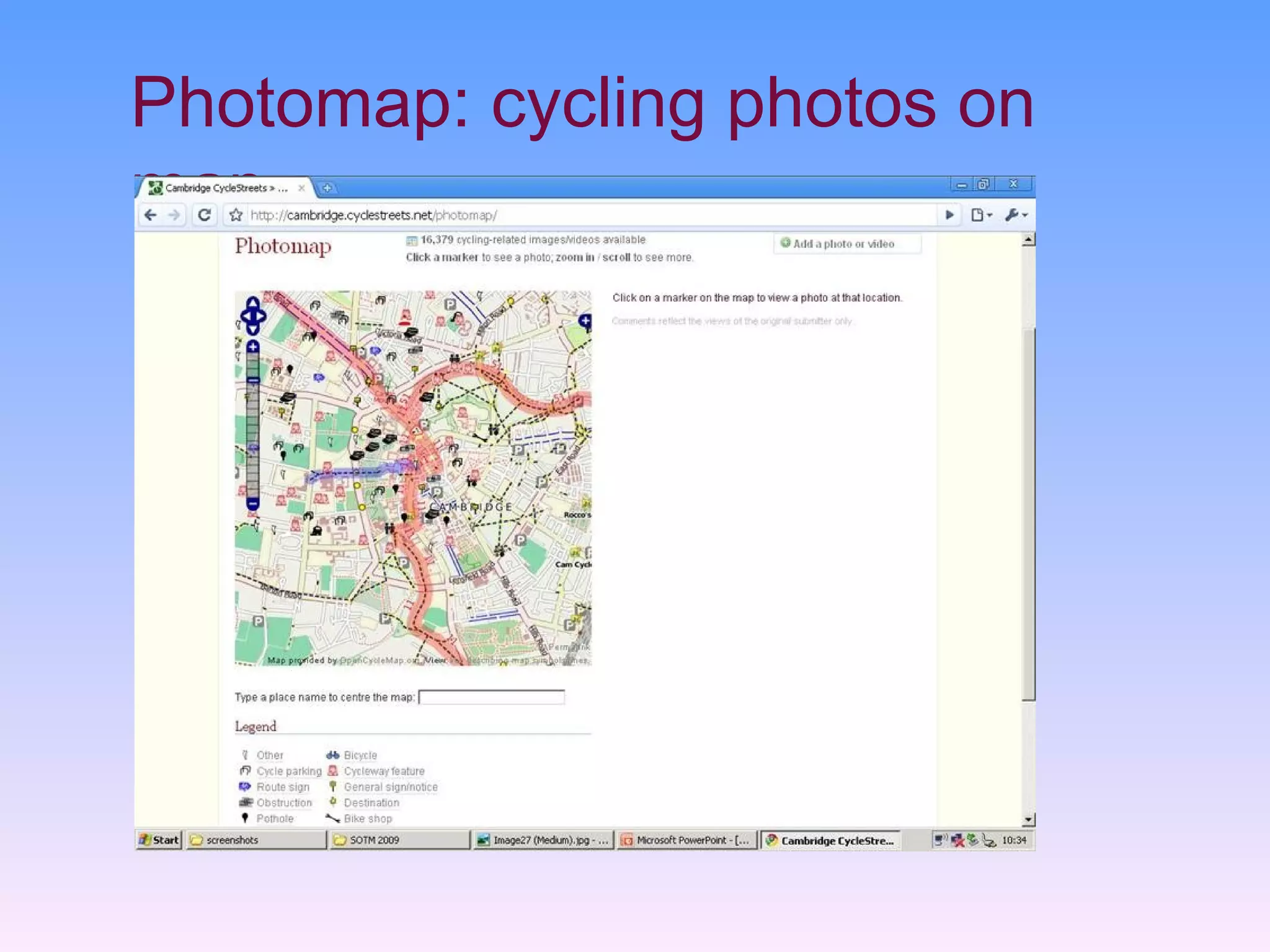 Photomap: cycling photos on
map
 