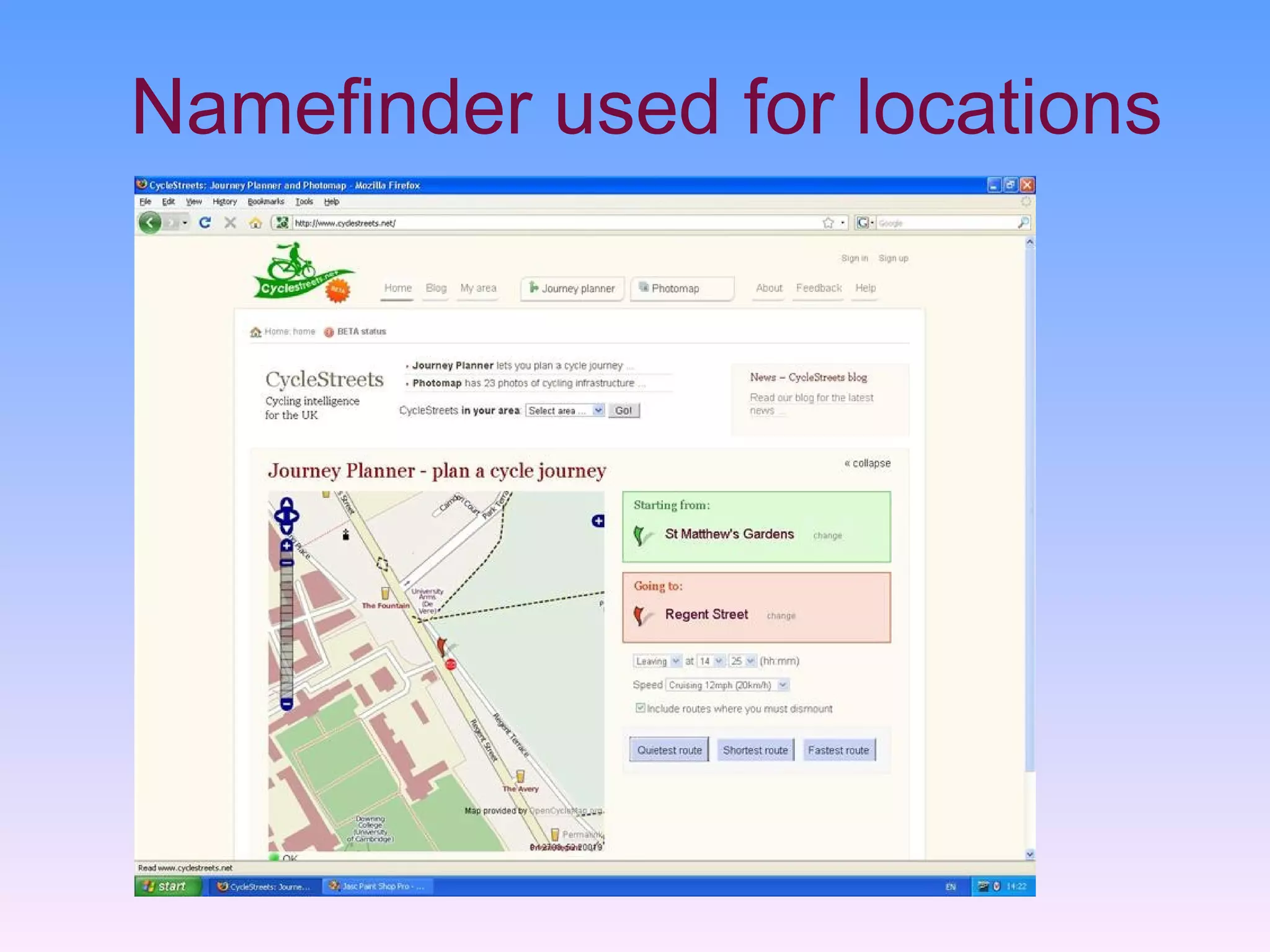 Namefinder used for locations
 