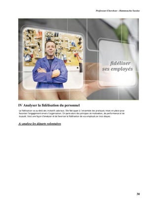 Professeur-Chercheur : Hammoucha Yassine
30
IV Analyser la fidélisation du personnel
A: analyse les départs volontaires
 