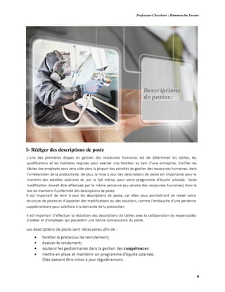 Professeur-Chercheur : Hammoucha Yassine
4
I- Rédiger des descriptions de poste
 