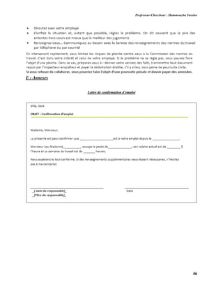 Professeur-Chercheur : Hammoucha Yassine
46
E : Annexes
Lettre de confirmation d’emploi
 