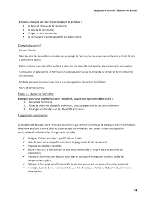 Professeur-Chercheur : Hammoucha Yassine
51
Exemple de courriel
Etape 2 : Mener la rencontre
L’approche constructive
 
