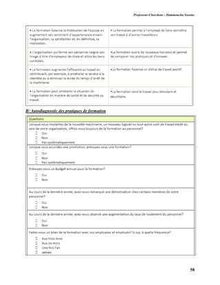 Professeur-Chercheur : Hammoucha Yassine
58
B/ Autodiagnostic des pratiques de formation
 