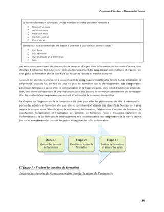 Professeur-Chercheur : Hammoucha Yassine
59
C/ Etape 1 : Evaluer les besoins de formation
Analyser les besoins de formation en fonction de la vision de l’entreprise
 