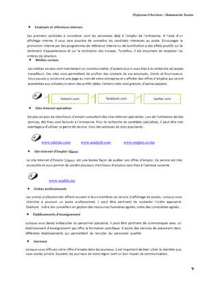 Professeur-Chercheur : Hammoucha Yassine
9
www.rekrute.com/ www.amaljob.com www.emploi.co.ma
www.wadifa.ma
 