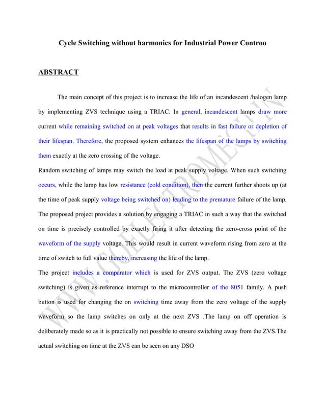 Cycle switching without harmonics for industrial power control | PDF