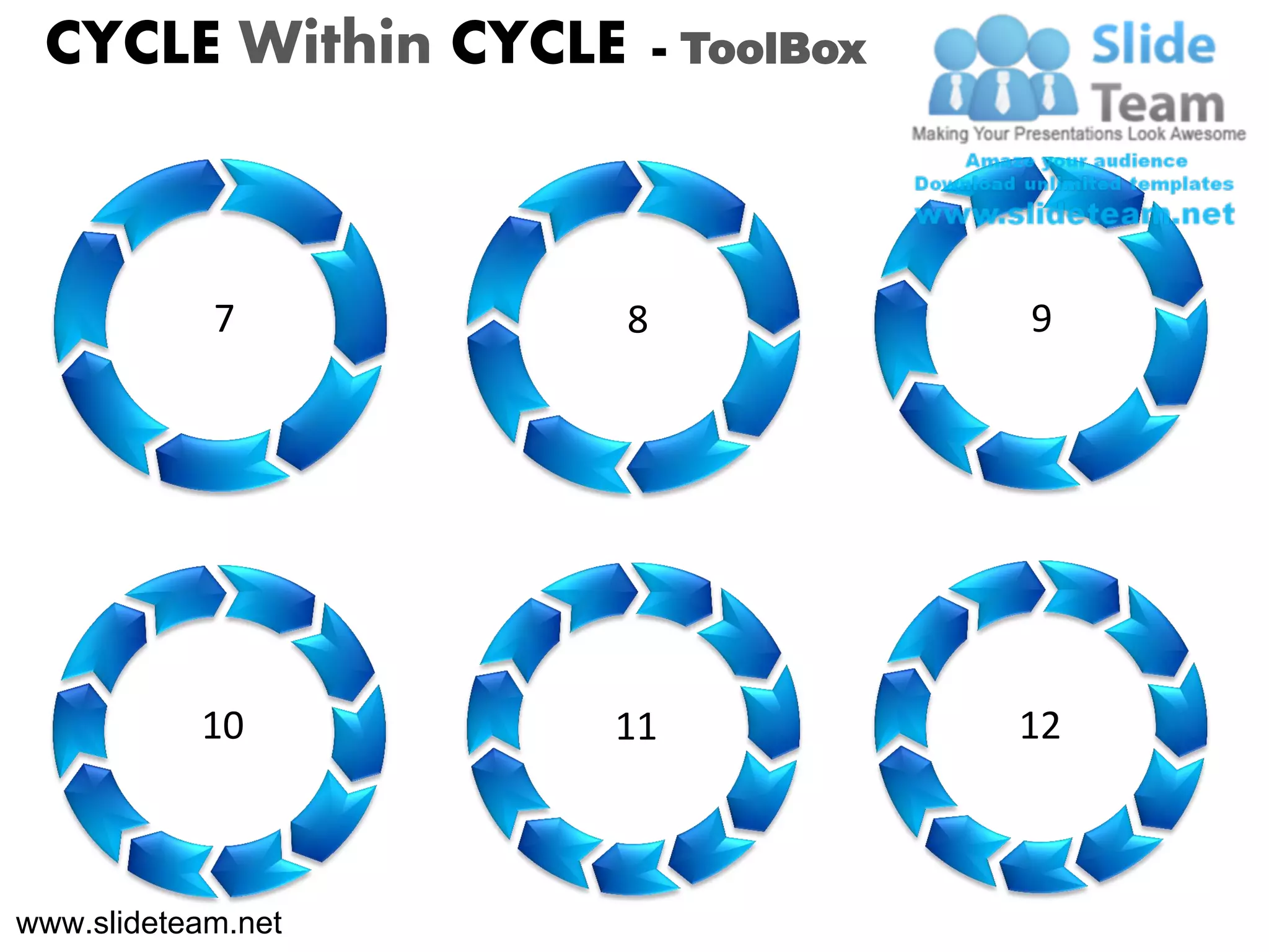 CYCLE Within CYCLE       - ToolBox




            7         8               9




           10       11                12



www.slideteam.net
 