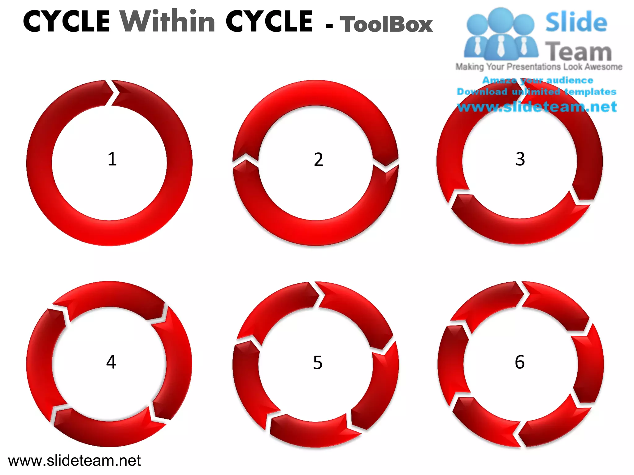 CYCLE Within CYCLE       - ToolBox




            1         2               3




            4       5                 6



www.slideteam.net
 