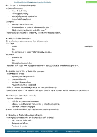 Use Invitational Language Cyclic Meditation Teacher Training Certificate Course TTC MANUAL | PDF