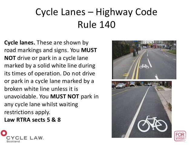 cycle lane marked with solid white line