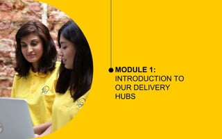 MODULE 1:
INTRODUCTION TO
OUR DELIVERY
HUBS
 