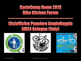 29-­‐31	
  May	
  2013	
   Bike	
  Kitchen	
  Forum	
  -­‐	
  Rome	
   1	
  
 