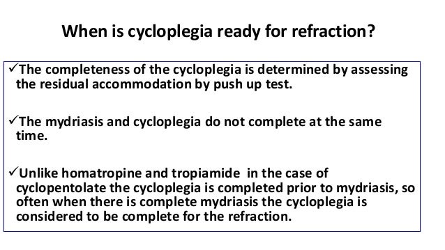 Cycloplegic agents & cyclorefraction
