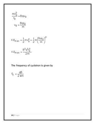 10 | P a g e
The frequency of cyclotron is given by
 