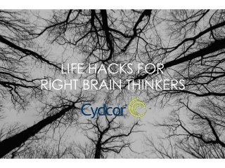 LIFE HACKS FOR
RIGHT BRAIN THINKERS
 