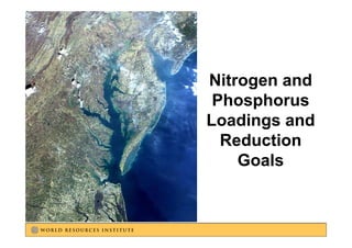 Nitrogen and
 Phosphorus
 Ph   h
Loadings and
  Reduction
    Goals
 