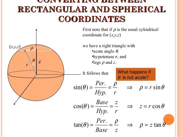 cylindrical to spherical coords cylindrical to spherical coords