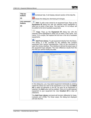 Cyme equipment reference manual | PDF