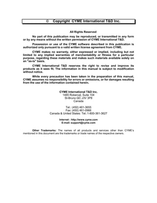 Cyme equipment reference manual | PDF