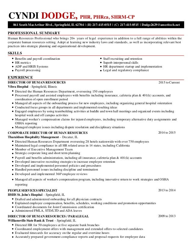 director of hr resumes