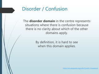 Disorder / Confusion
The disorder domain in the centre represents
situations where there is confusion because
there is no ...