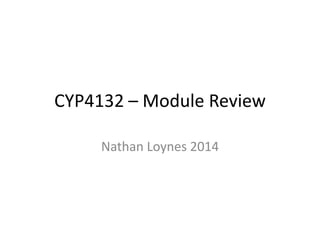 CYP4132 – Module Review
Nathan Loynes 2014
 