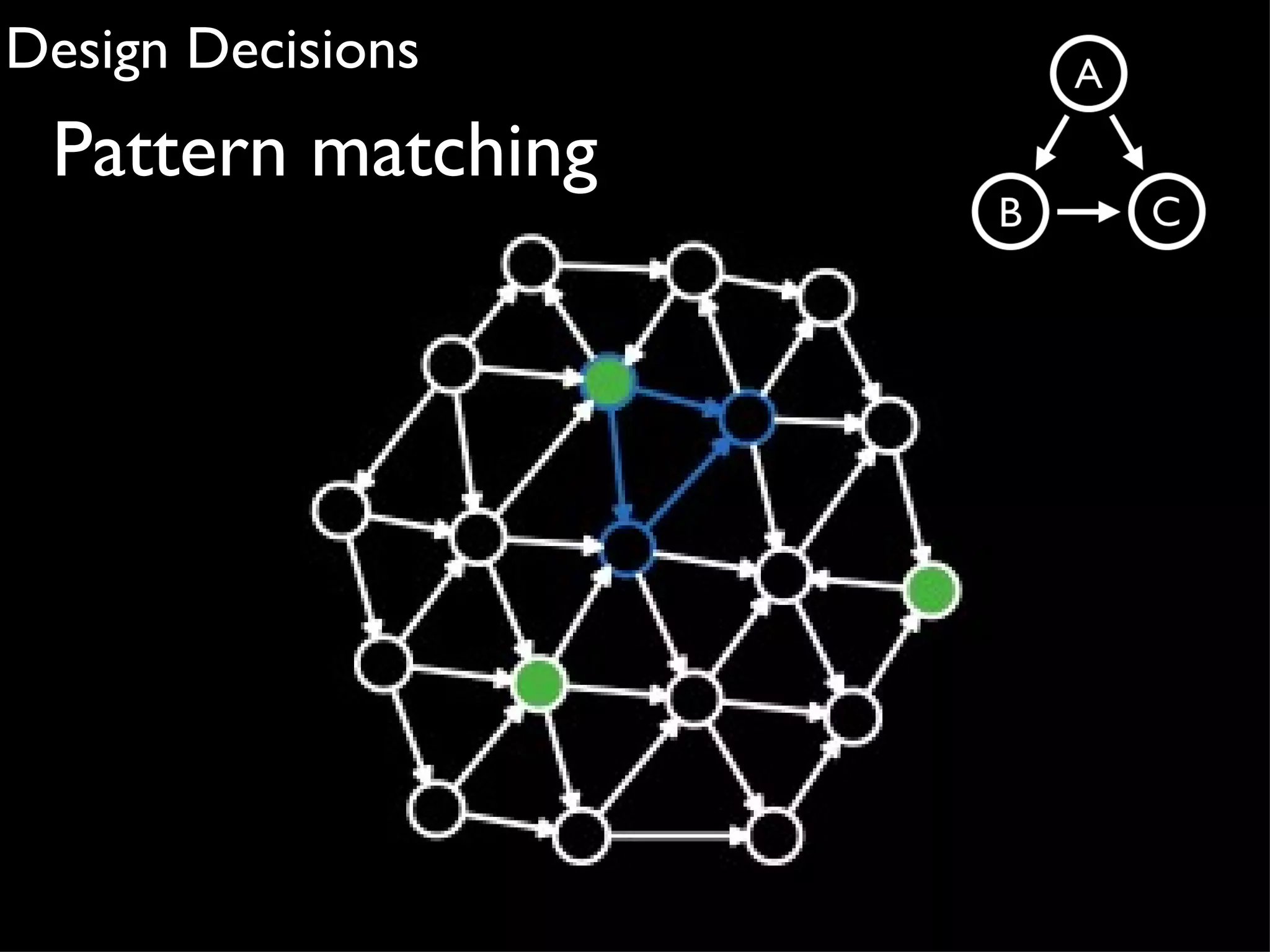Design Decisions
 Pattern matching
 