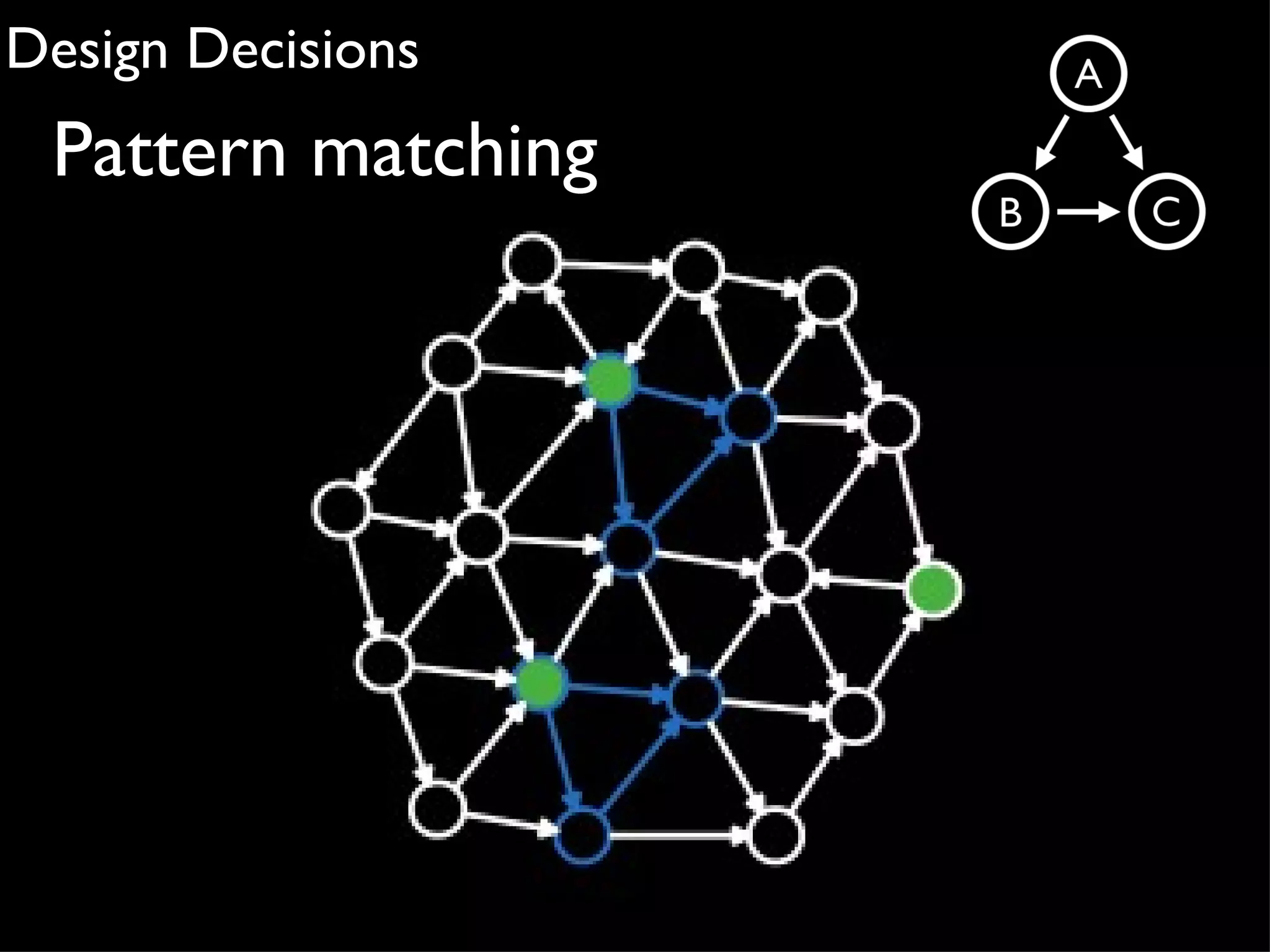 Design Decisions
 Pattern matching
 
