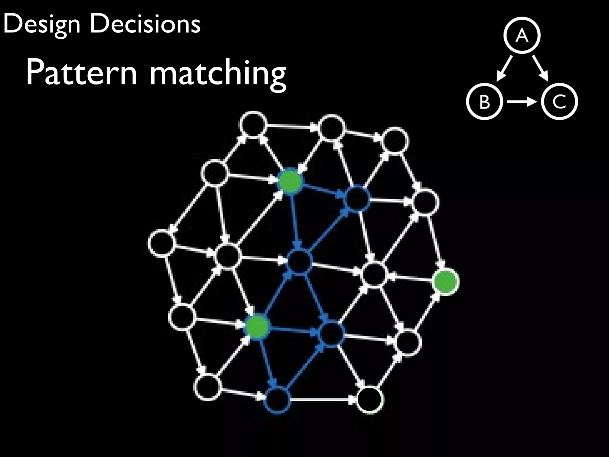 Design Decisions
 Pattern matching
 