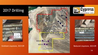 2017 Drilling
Oxidized claystone, DCH-09 Reduced claystone, DCH-09
14
14
 