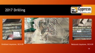 2017 Drilling
Oxidized claystone, DCH-09 Reduced claystone, DCH-09
17
14
 