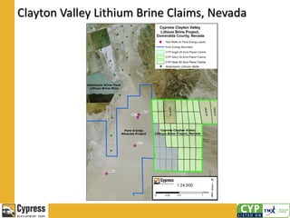 Clayton Valley Lithium Brine Claims, Nevada
 