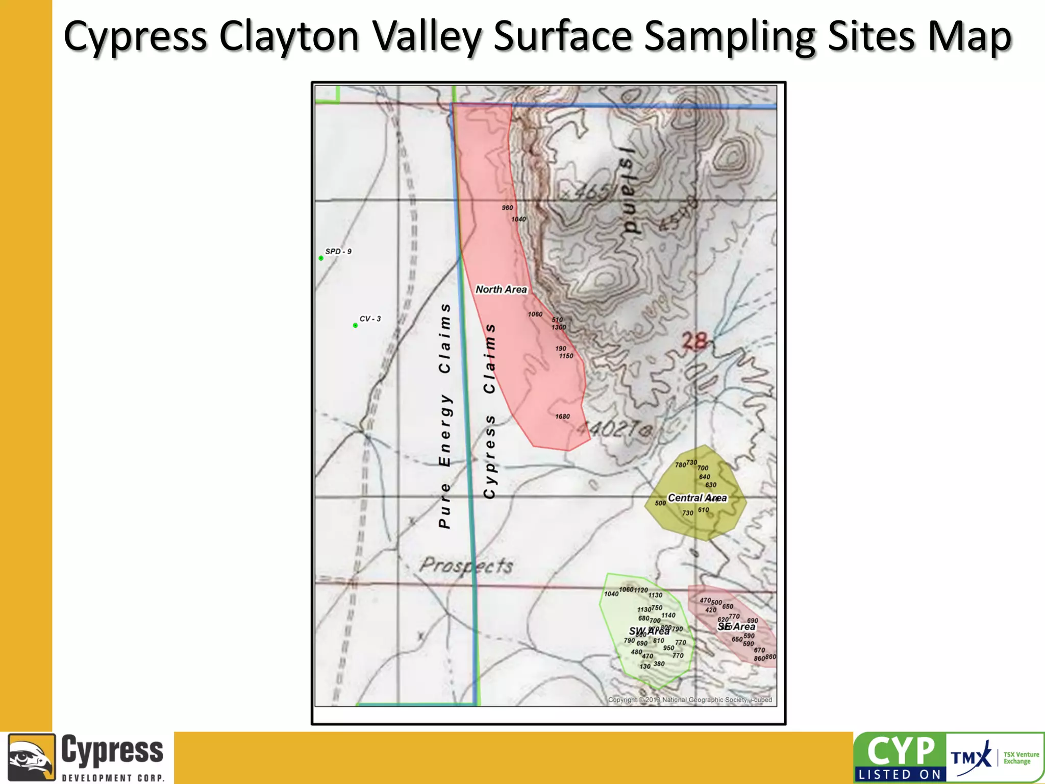 Cypress Clayton Valley Surface Sampling Sites Map
 