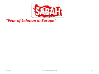 Fear of Lehman in Europe




2/4/13            Crisis management lab   21
 