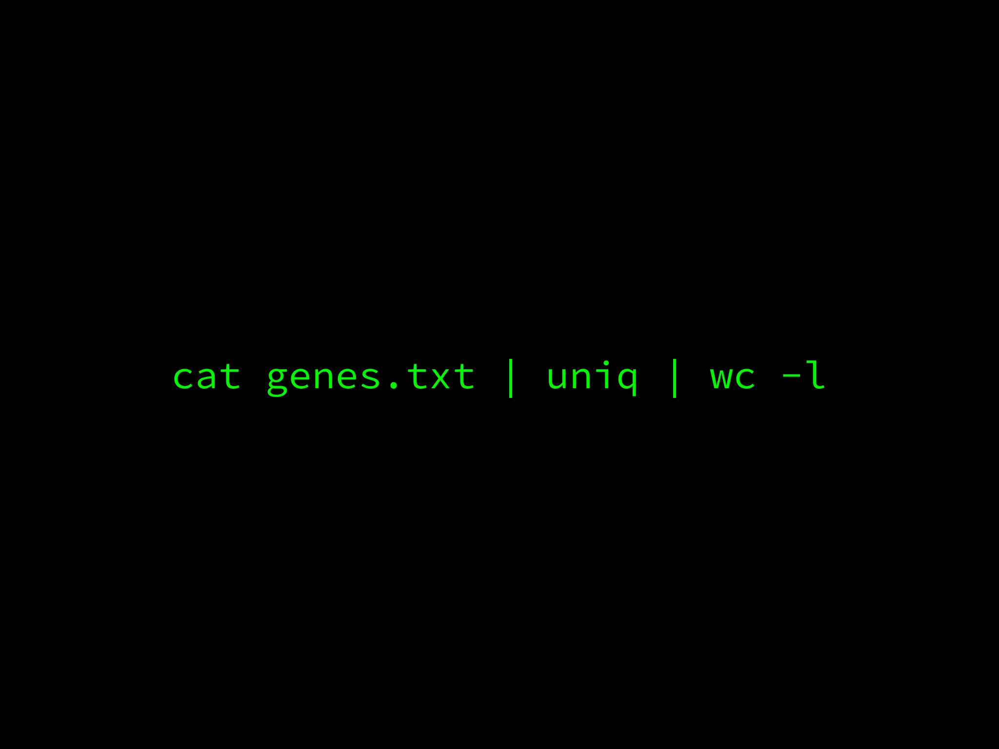 cat genes.txt | uniq | wc -l