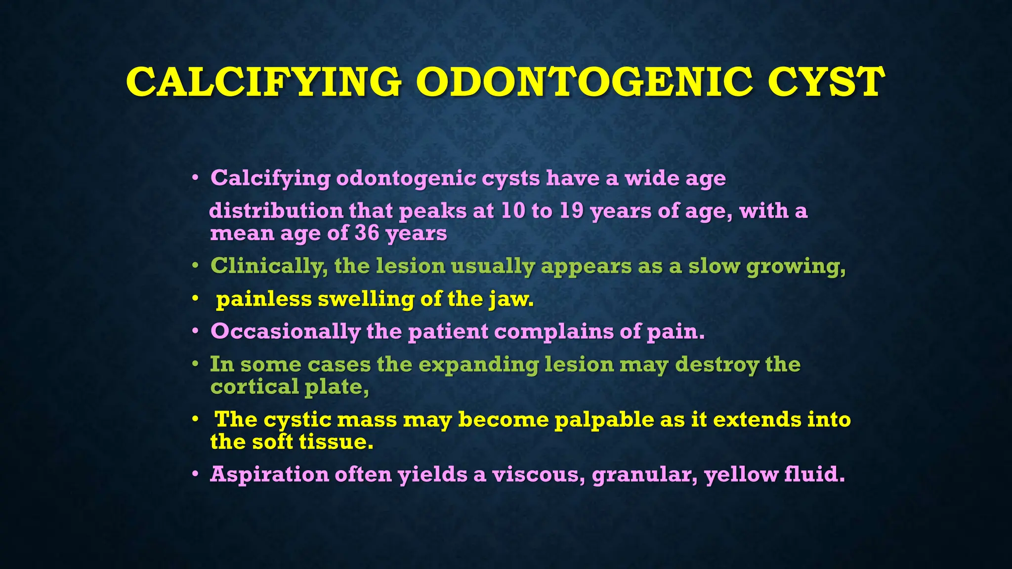 CYSTS OF THE ORAL CAVITY A Cyst is a benign pathologic cavity filled ...