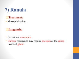 Marsupialization Small Ranula Cysts and tumors in pediatric dentistry | PPTX