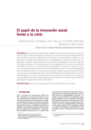 El papel de la innovación social frente a la crisis