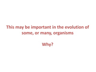 This may be important in the evolution of
some, or many, organisms
Why?

 