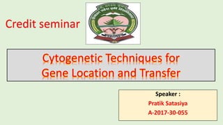 Speaker :
Pratik Satasiya
A-2017-30-055
Cytogenetic Techniques for
Gene Location and Transfer
Credit seminar
 