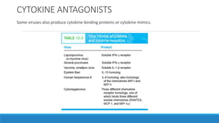 CYTOKINE ANTAGONISTS
Some viruses also produce cytokine-binding proteins or cytokine mimics.
 