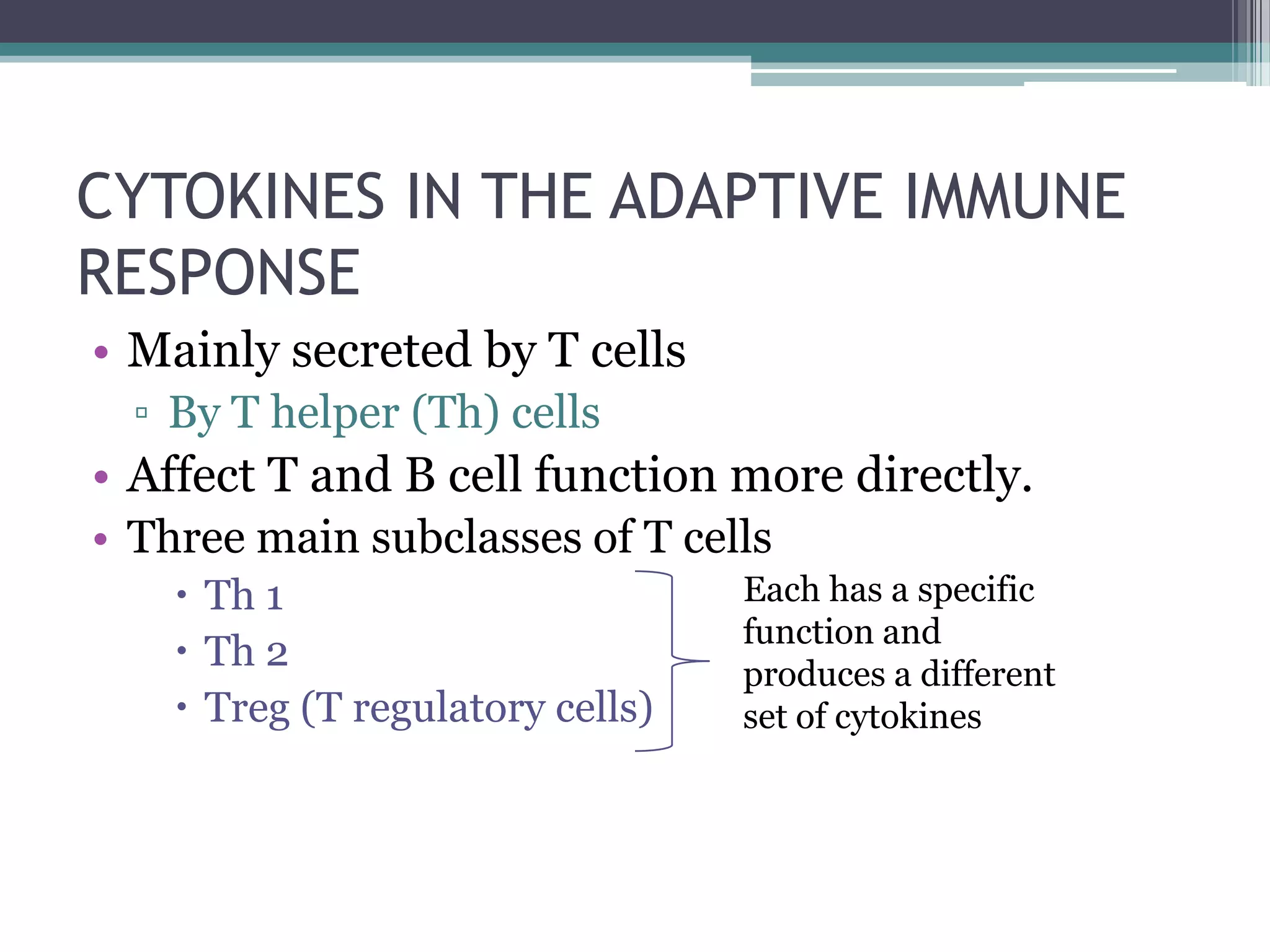 Cytokines in the adaptive immune response | PPTX