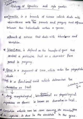 Cytology and genetics notes